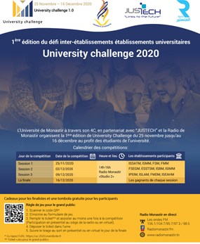  1ère édition du défi inter-établissements établissements universitaires University challenge 2020